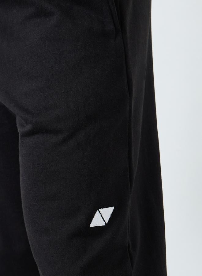 Styli Men Black Embroidered Fleece Joggers - Image 3